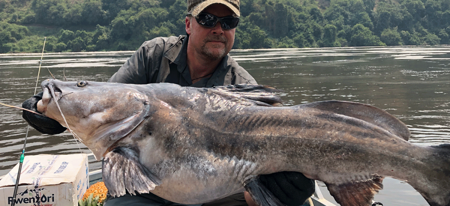 Cat fish fishing on the Nile in Murchison Falls NP